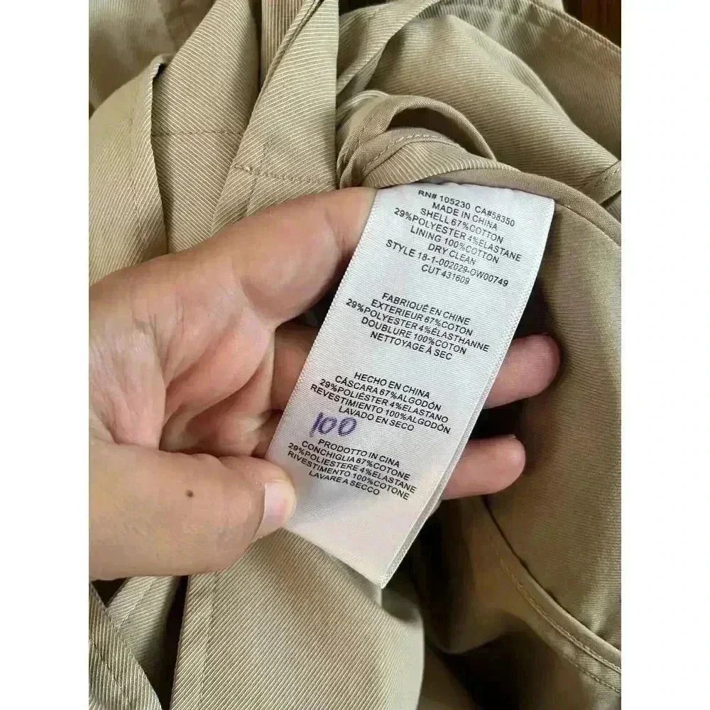 Joie Women’s Gila Trench Coat Ruffle Trim Belted Tan Size Medium - Picture 5 of 7